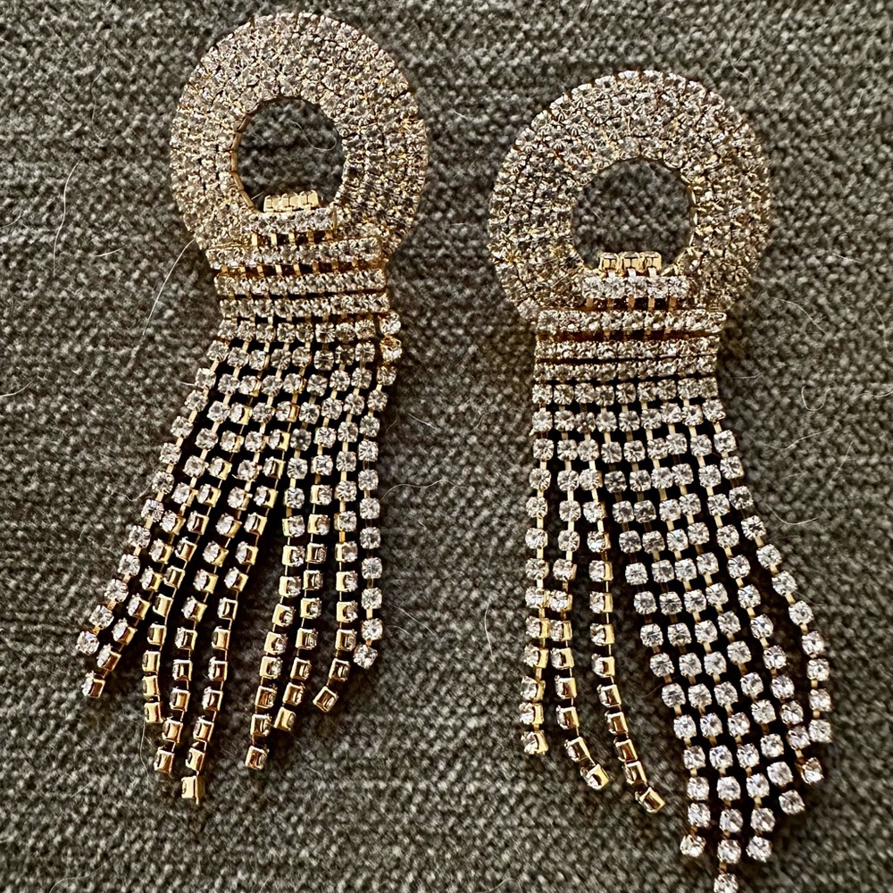JCrew Glam Gold and Rhinestone Earrings